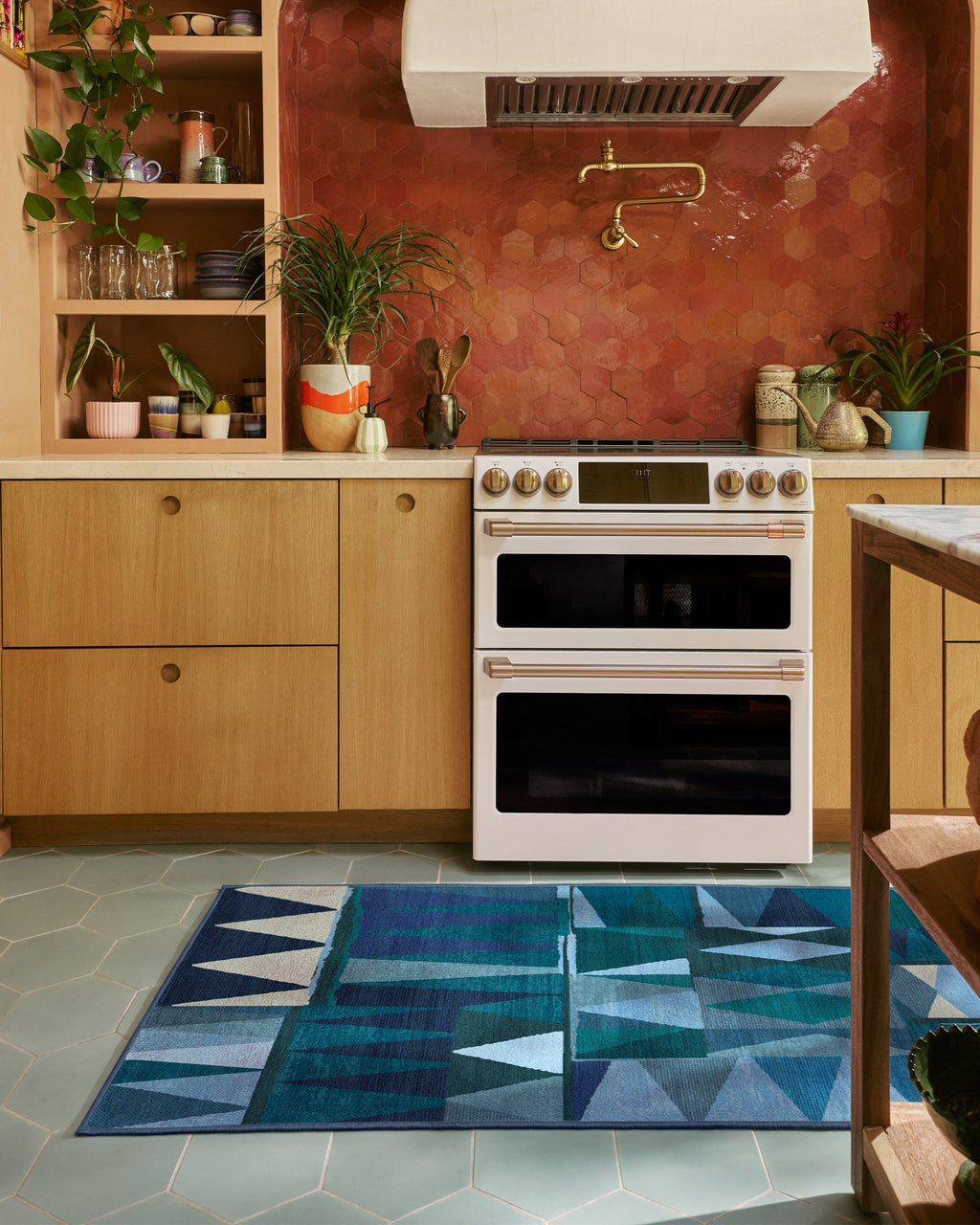 Cadra Blue Teal Flatwoven Rug by Jungalow