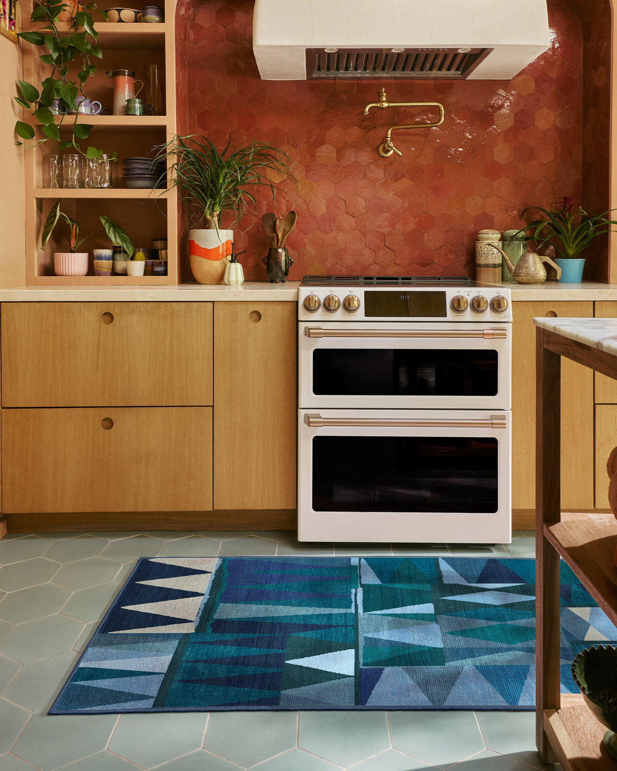 Cadra Blue Teal Flatwoven Rug by Jungalow