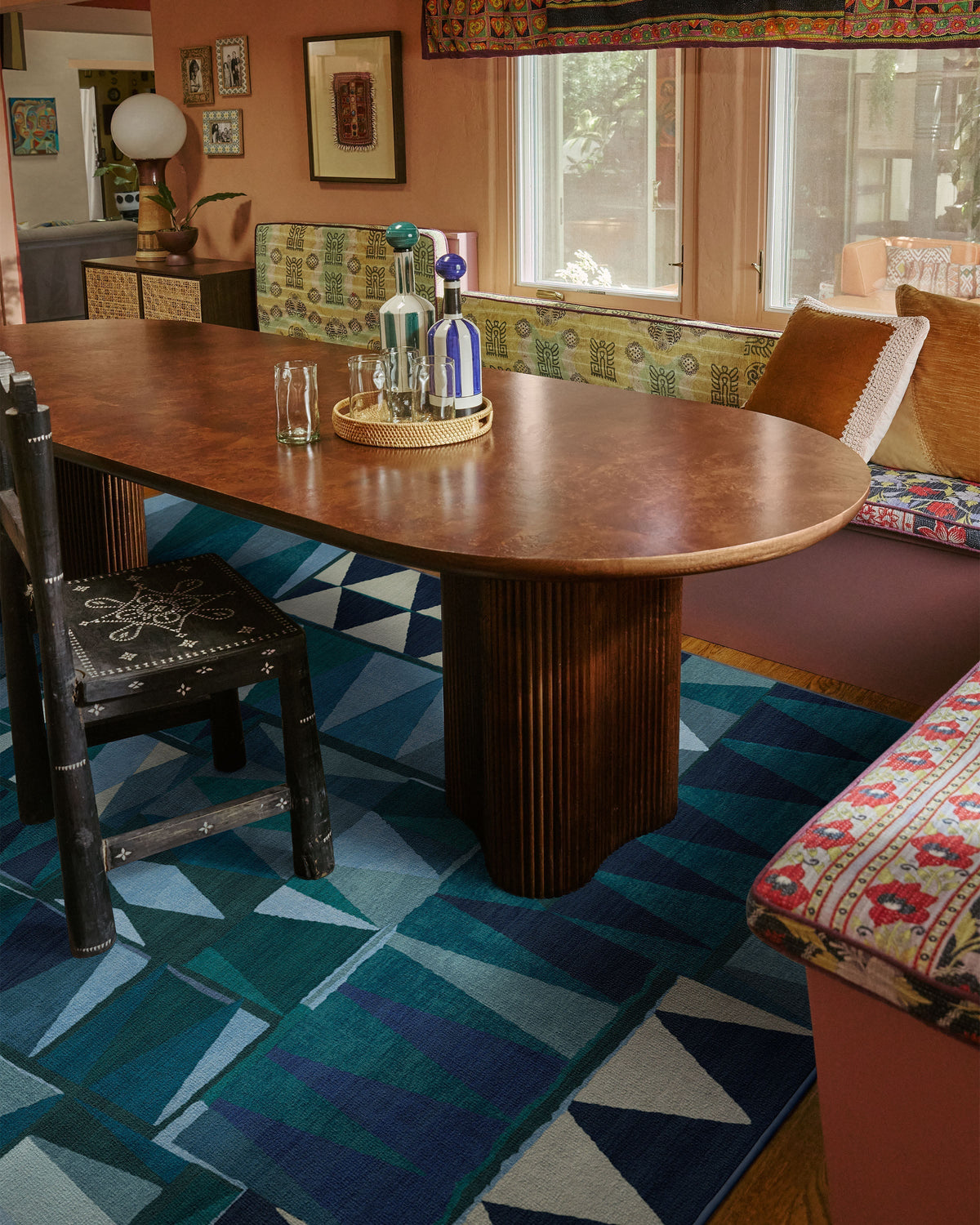 Cadra Blue Teal Flatwoven Rug by Jungalow