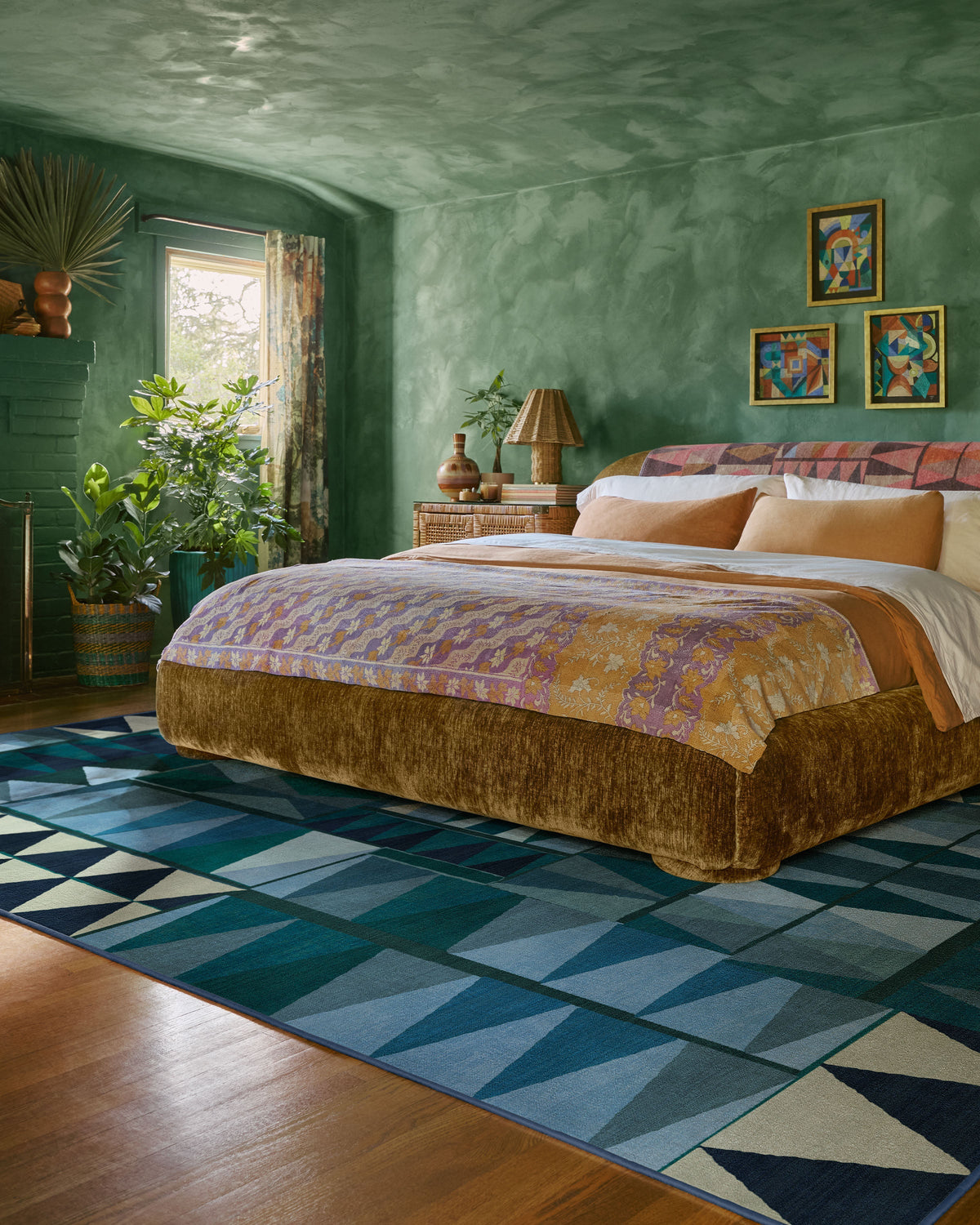 Cadra Blue Teal Flatwoven Rug by Jungalow