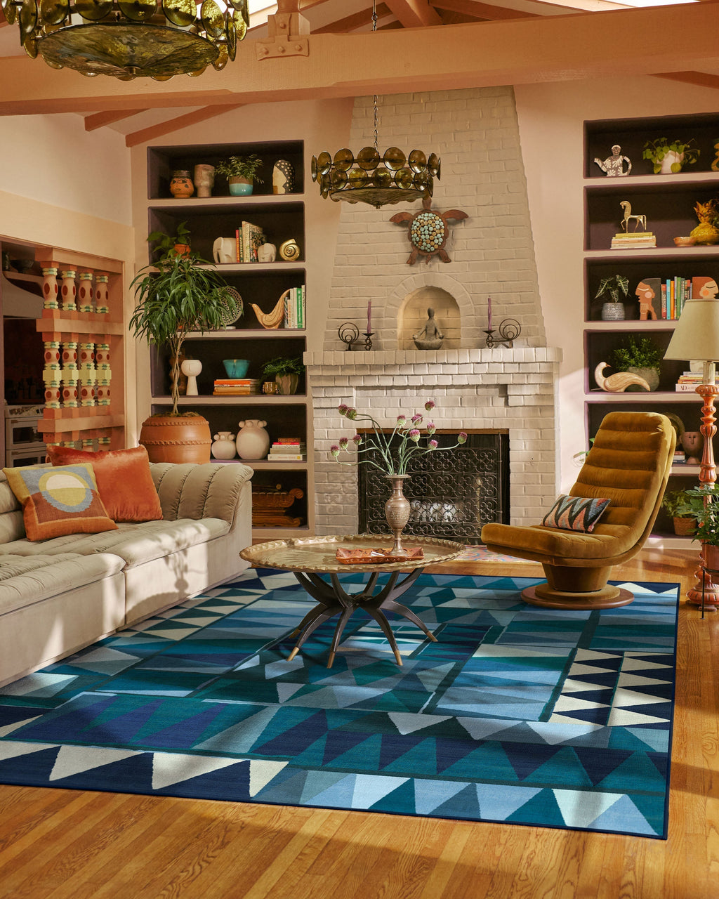 Cadra Blue Teal Flatwoven Rug by Jungalow