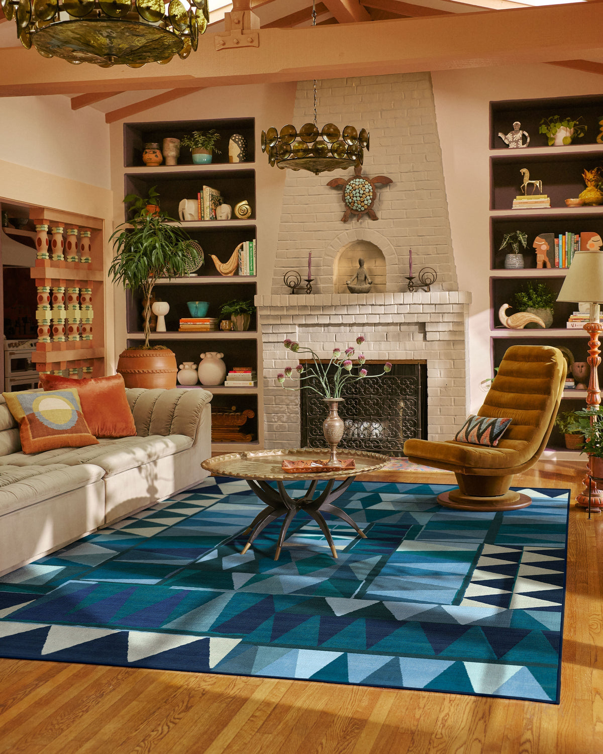 Cadra Blue Teal Flatwoven Rug by Jungalow