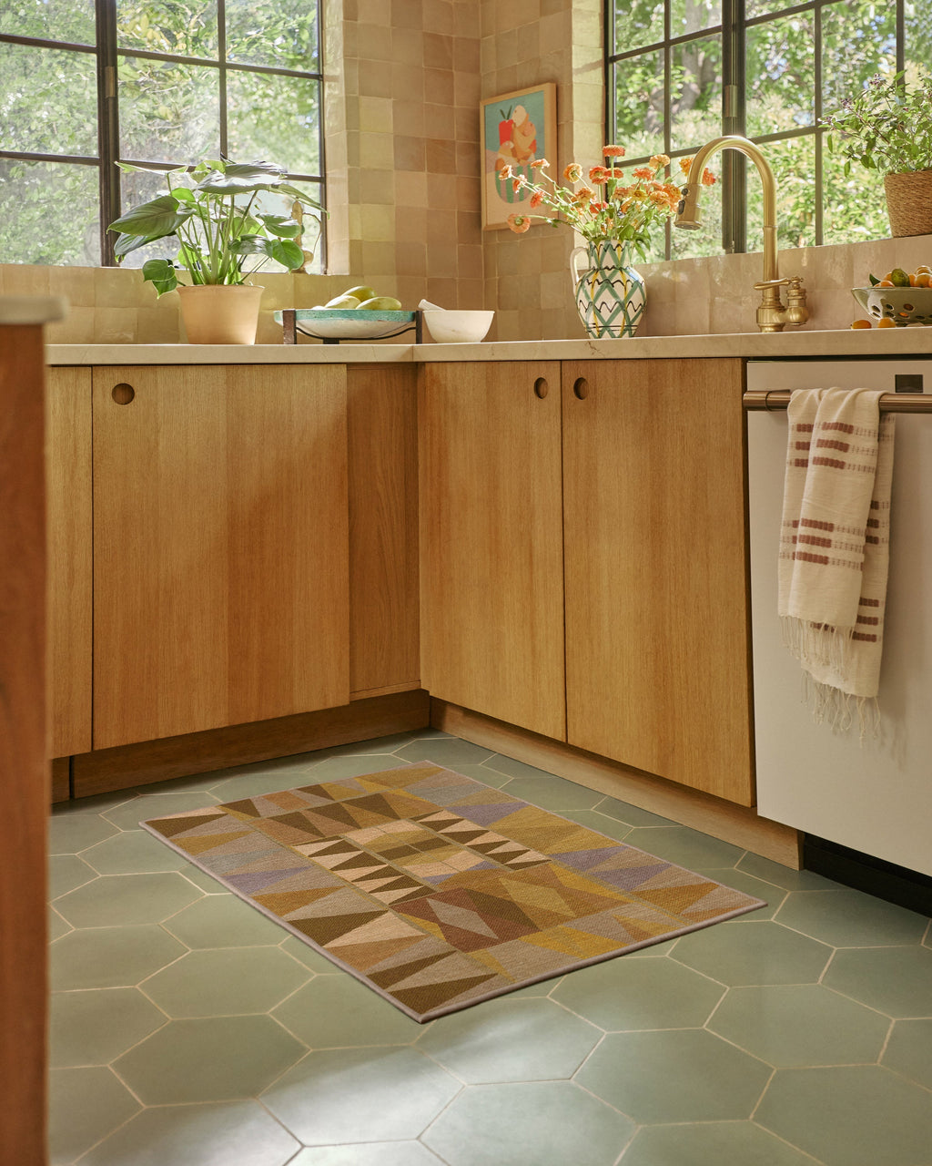 Cadra Ochre Flatwoven Rug by Jungalow