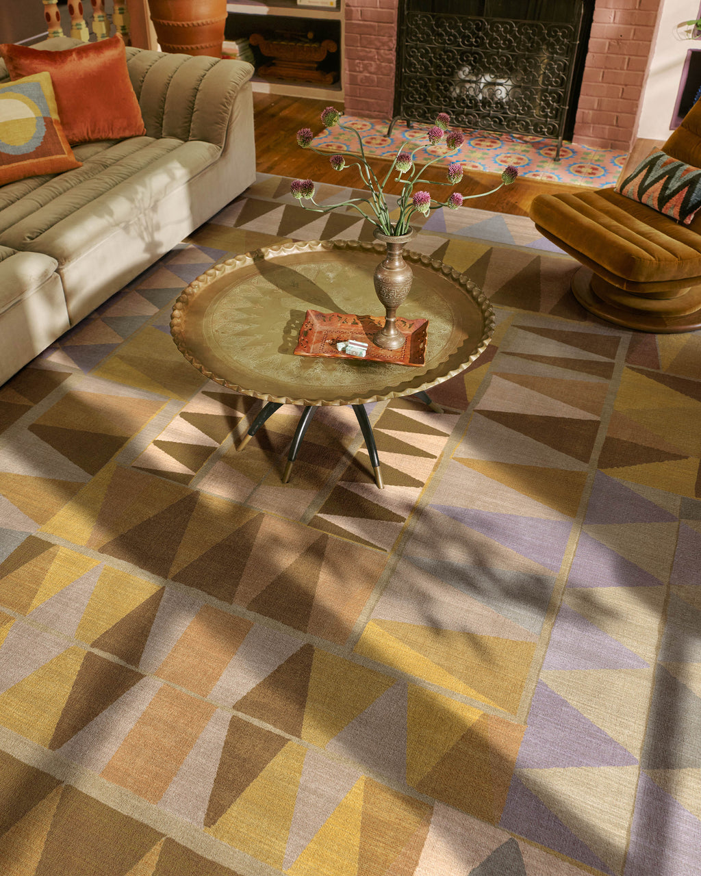 Cadra Ochre Flatwoven Rug by Jungalow
