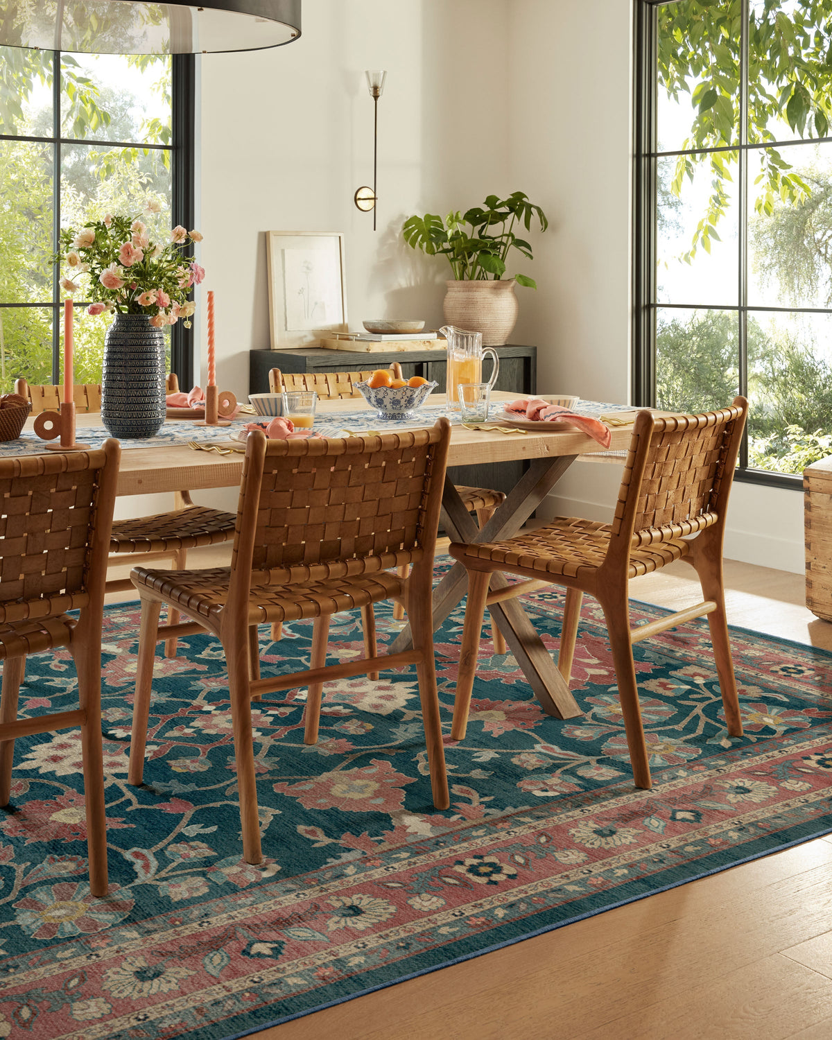 Calabria Navy & Cayenne Flatwoven Rug