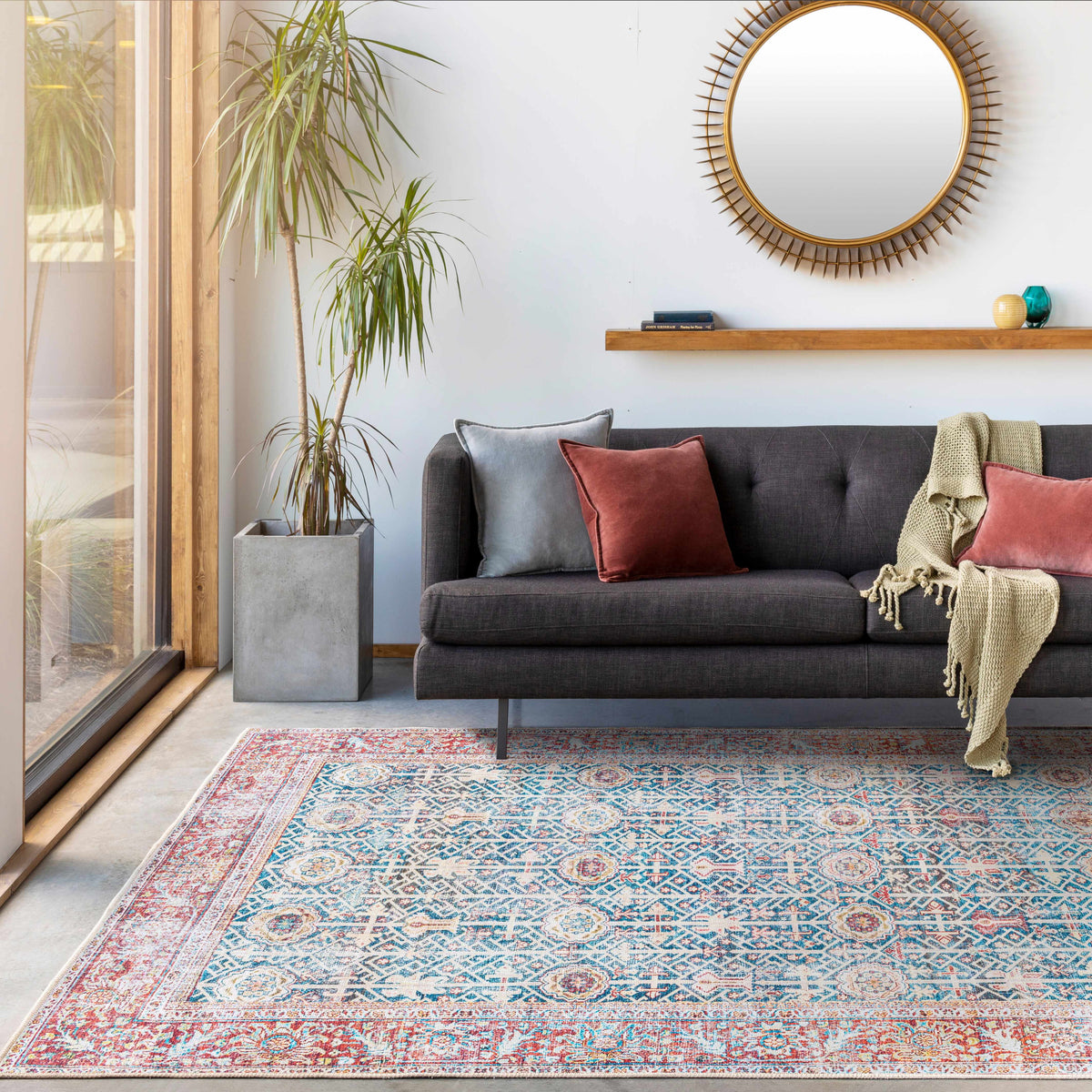 Rust Catadupa Distressed Washable Area Rug - Clearance