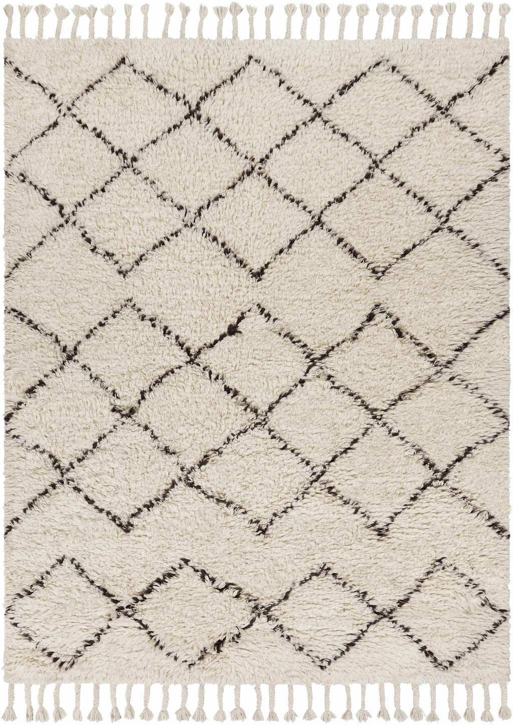 Catoosa White/Black Trellis Wool Rug - Clearance