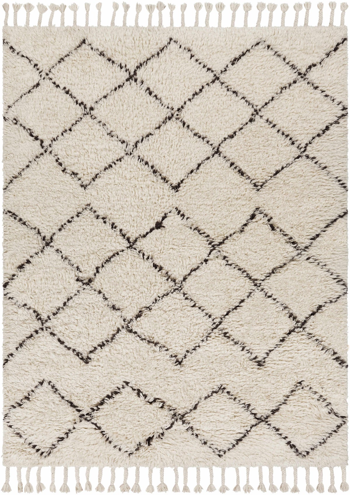 Catoosa White/Black Trellis Wool Rug - Clearance