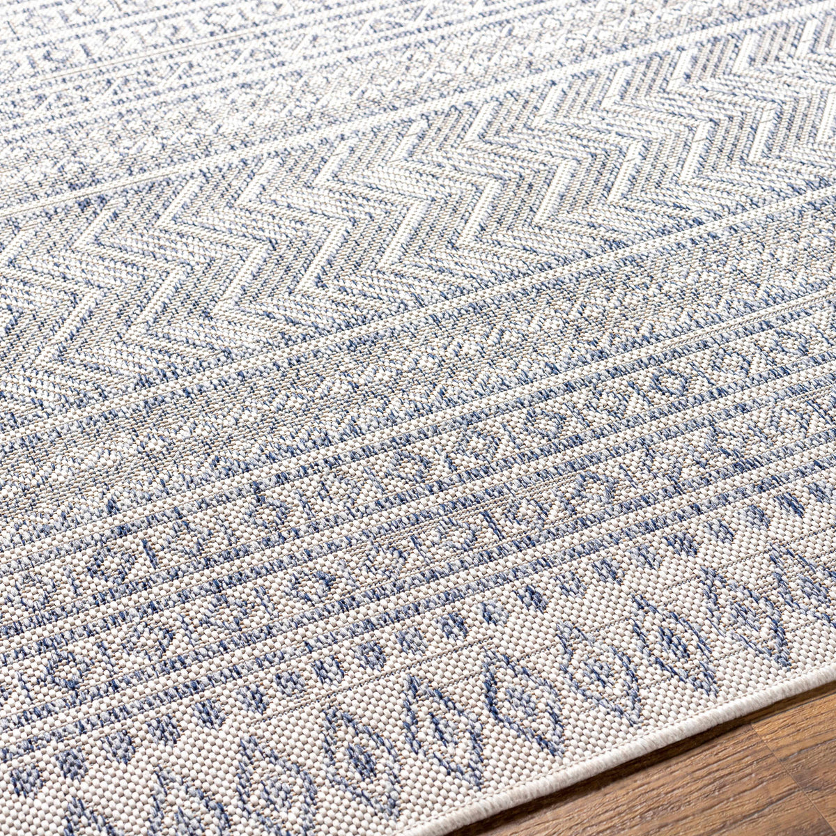 Madras Navy All Over Performance Outdoor Rug