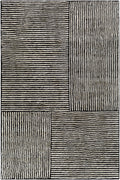 Black&White Striped Sheen Viscose Area Rug
