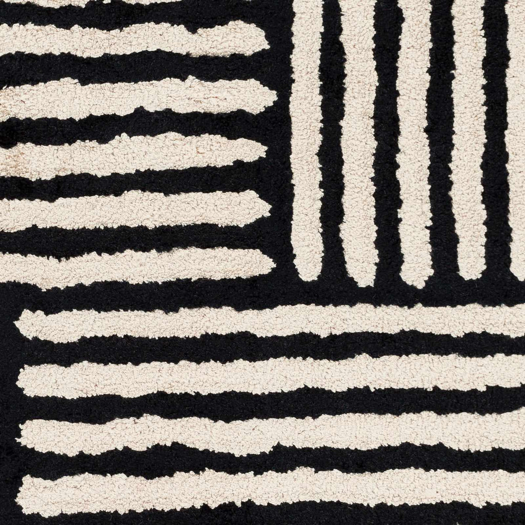 Black&White Striped Sheen Viscose Area Rug