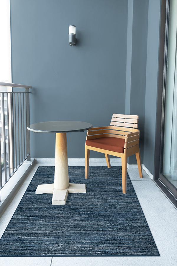Chunky Solid Blue Outdoor Rug