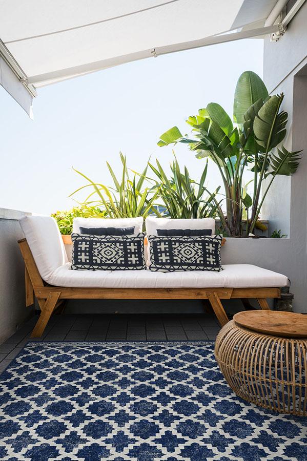 Cleo Trellis Royal Blue Outdoor Rug
