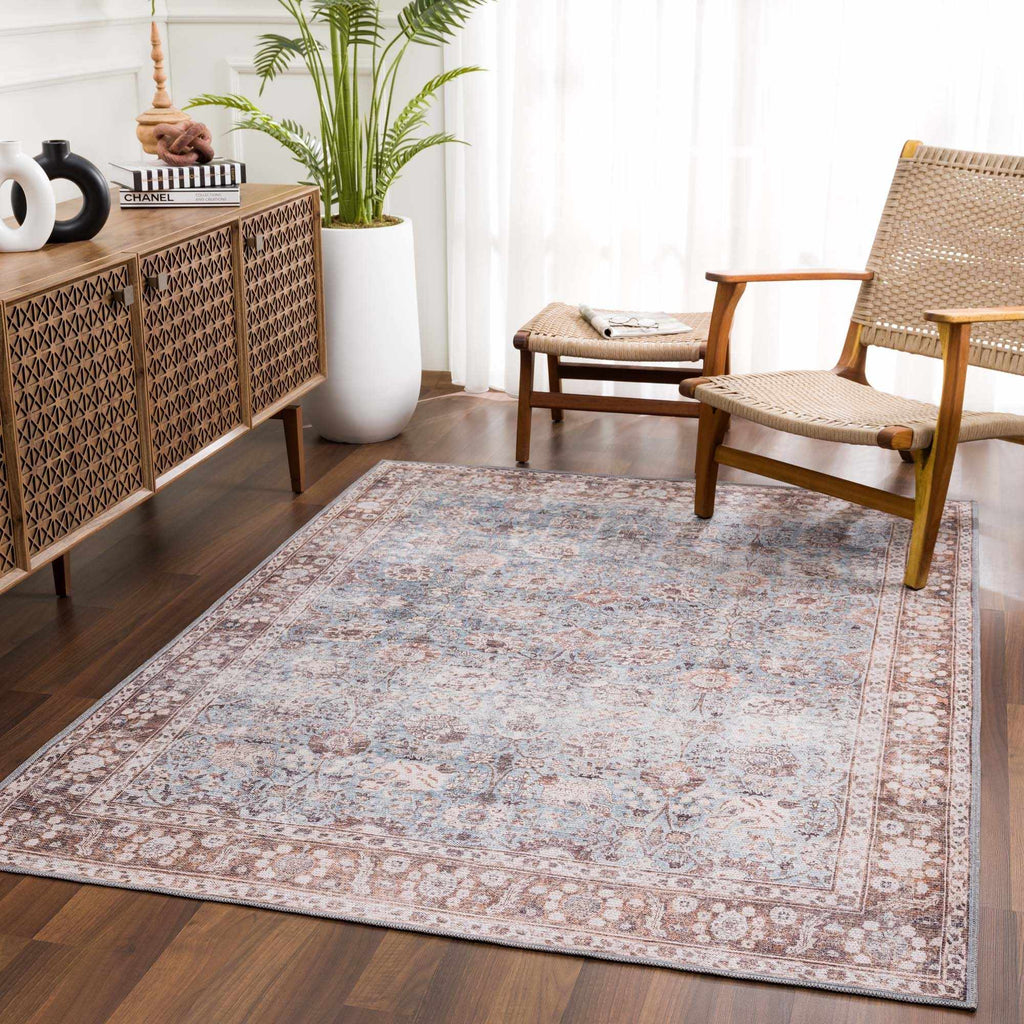 Dauis Blue Persian Style Washable Rug - Clearance