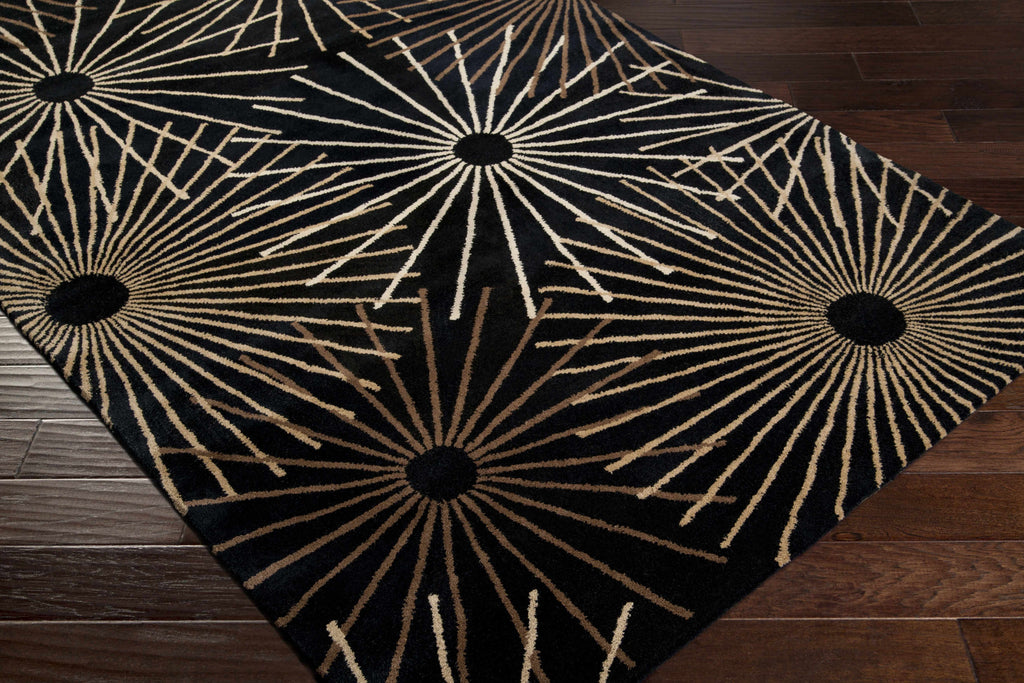 Clover Black Modern Wool Rug