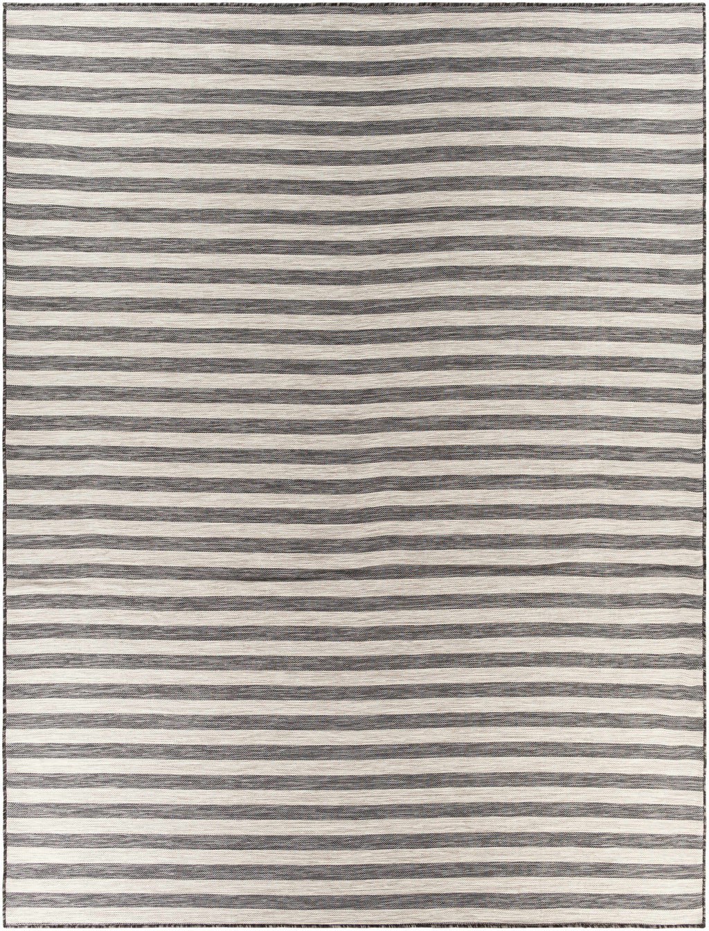 Bongaree Black&Gray Striped Flatweave Outdoor Carpet - Clearance