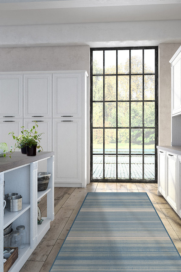 Coastal Linear Stripe Slate Flatwoven Rug