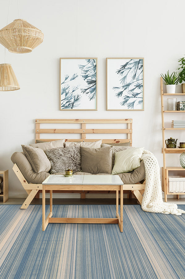 Coastal Linear Stripe Slate Flatwoven Rug