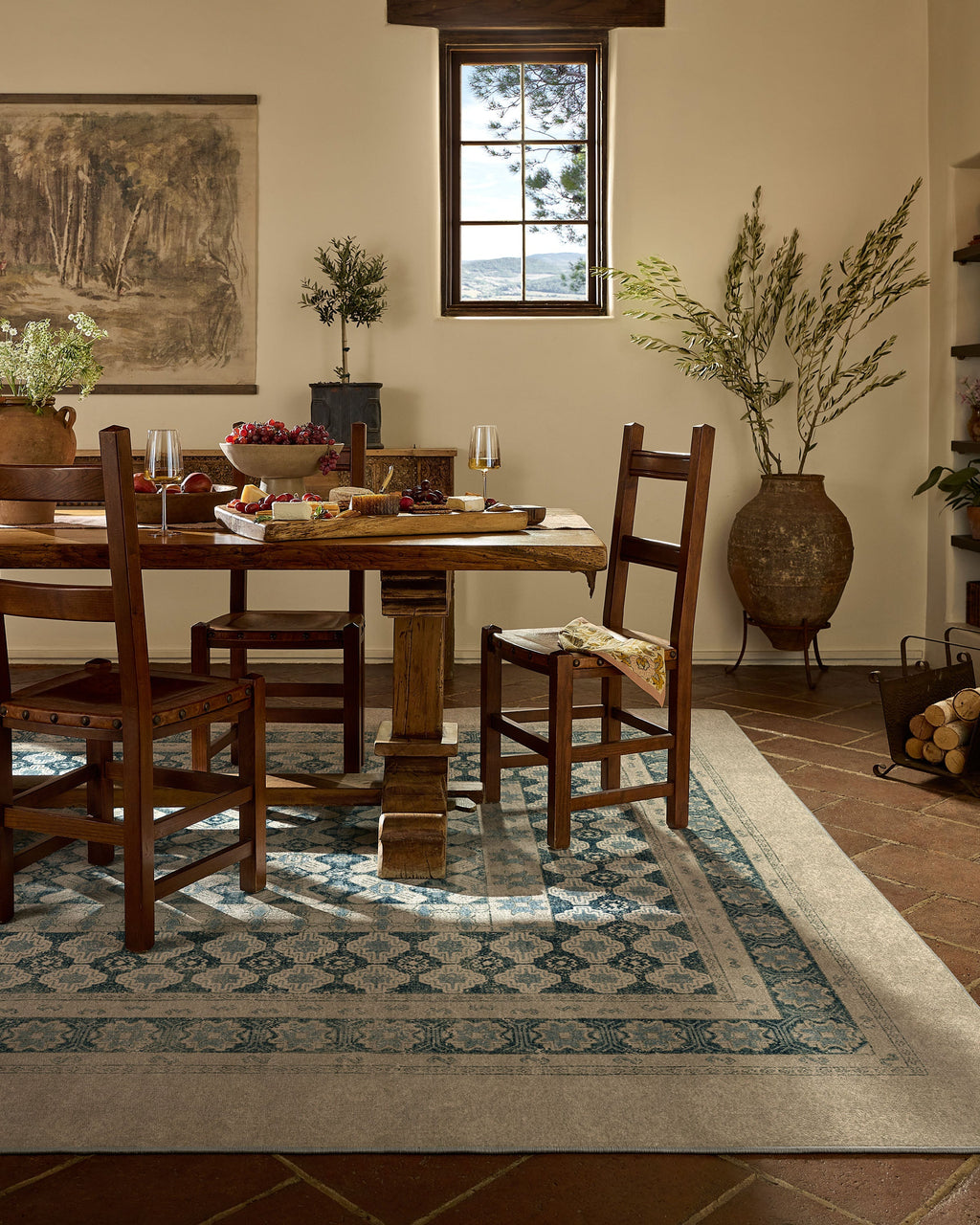 Cyrus Neutral & Blue Flatwoven Rug