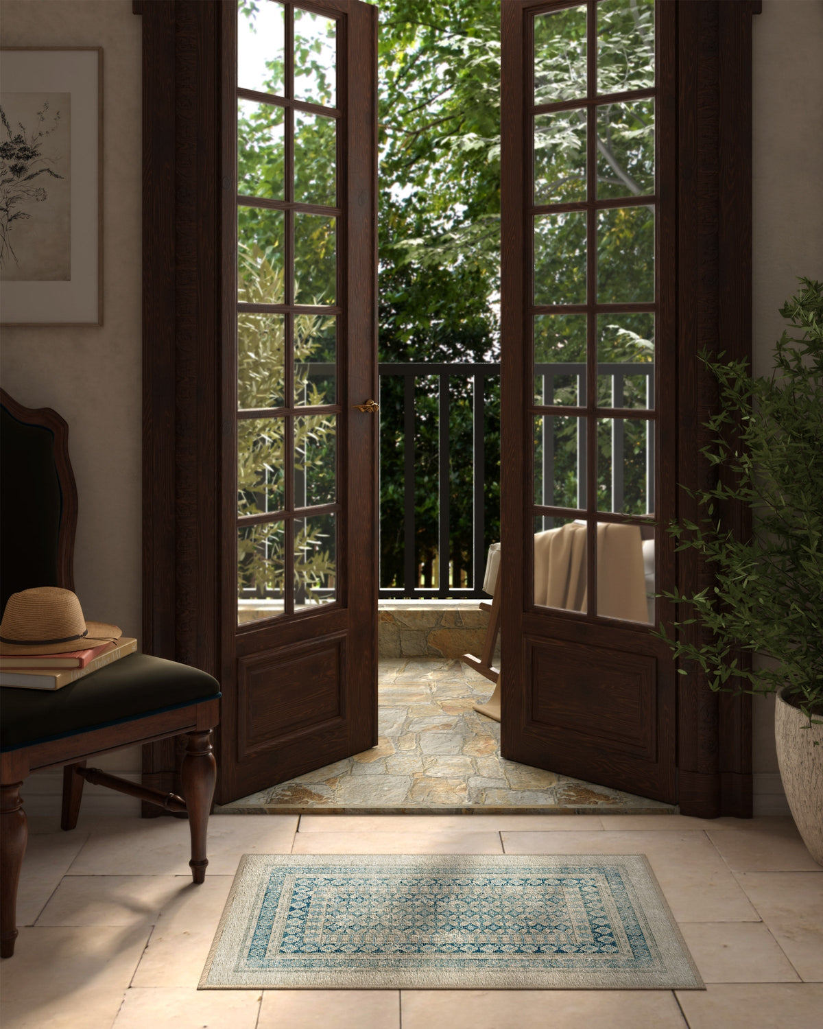 Cyrus Neutral & Blue Rug