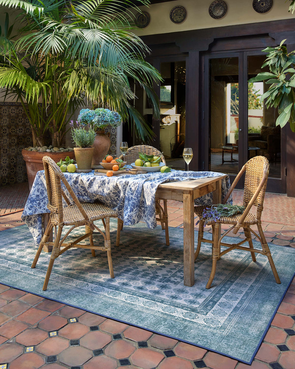 Cyrus Ocean & Ivory Outdoor Rug
