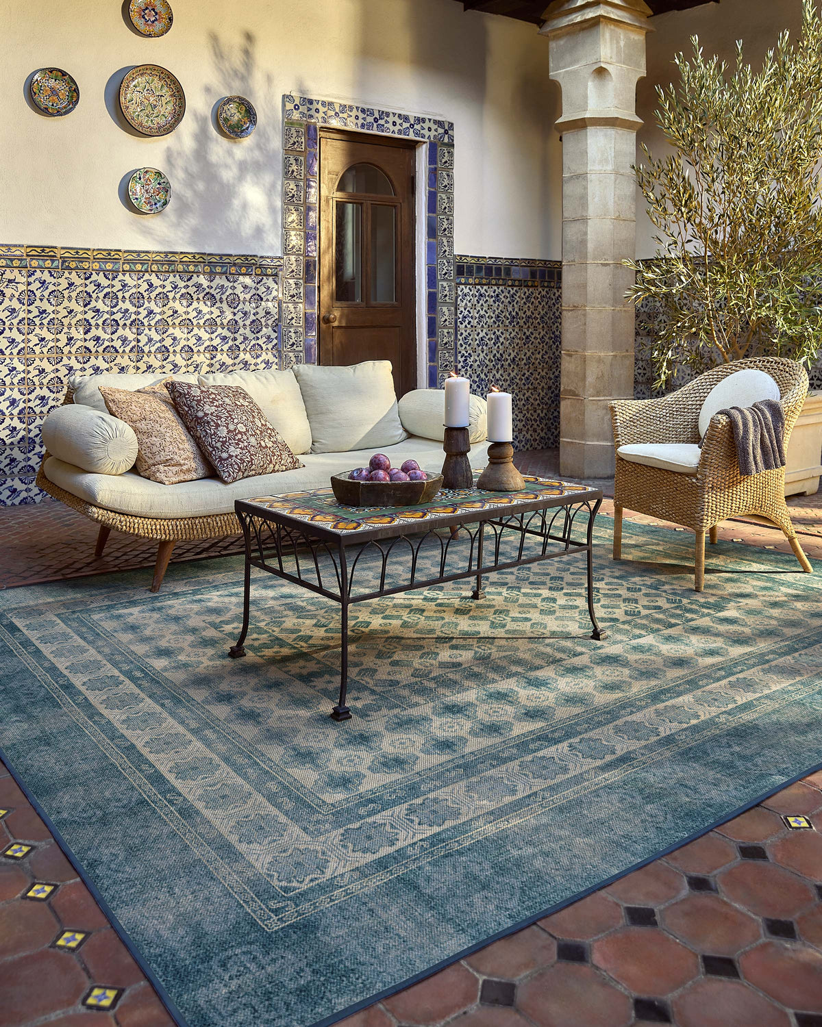 Cyrus Ocean & Ivory Outdoor Rug