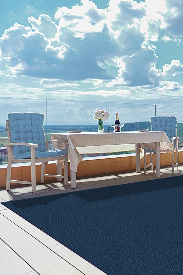 Denim Solid Indigo Blue Outdoor Rug