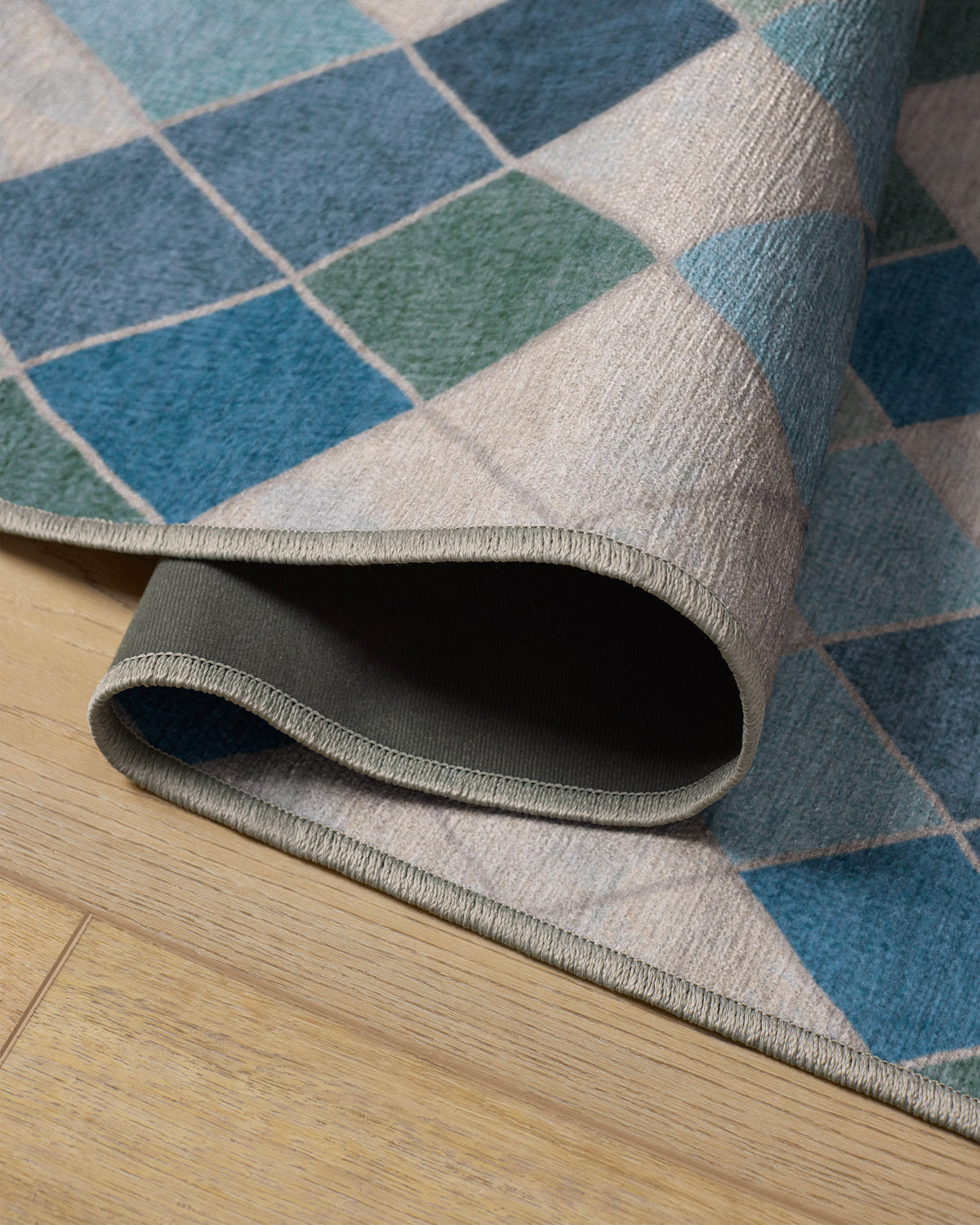 Diamond Mosaic Blue Flatwoven Rug
