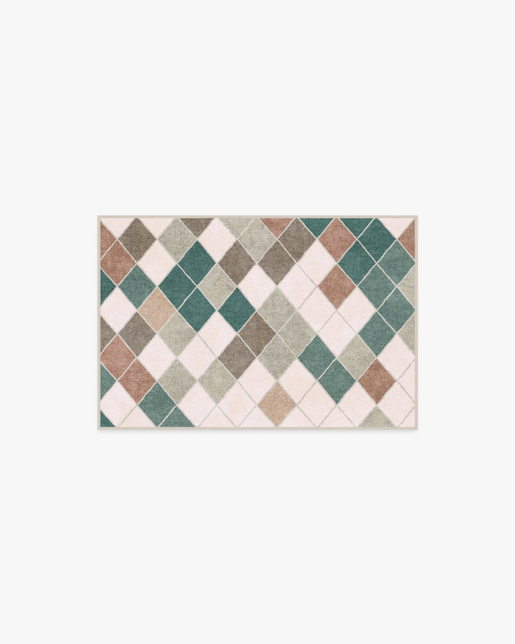 Diamond Mosaic Neutral Teal Flatwoven Rug