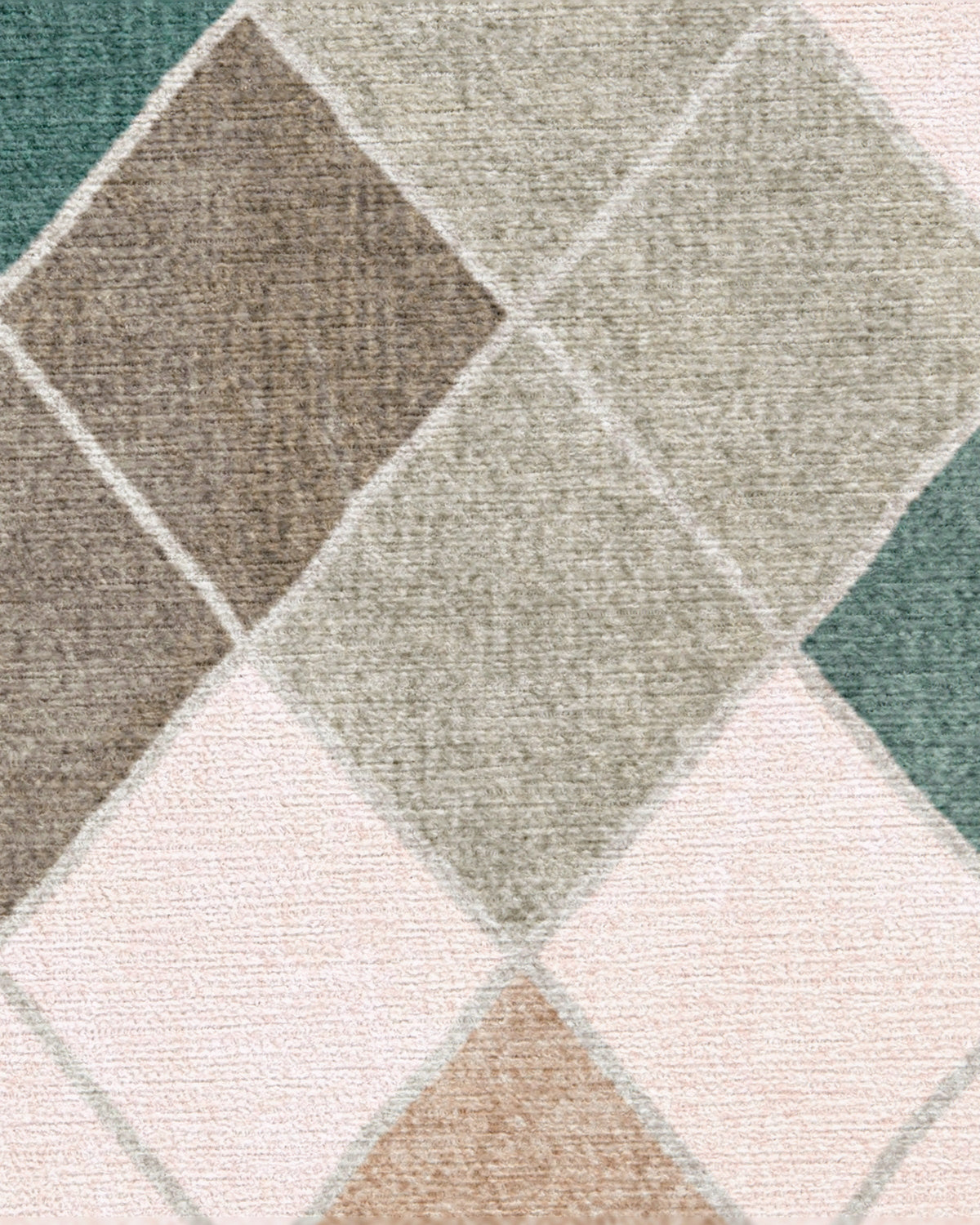 Diamond Mosaic Neutral Teal Flatwoven Rug