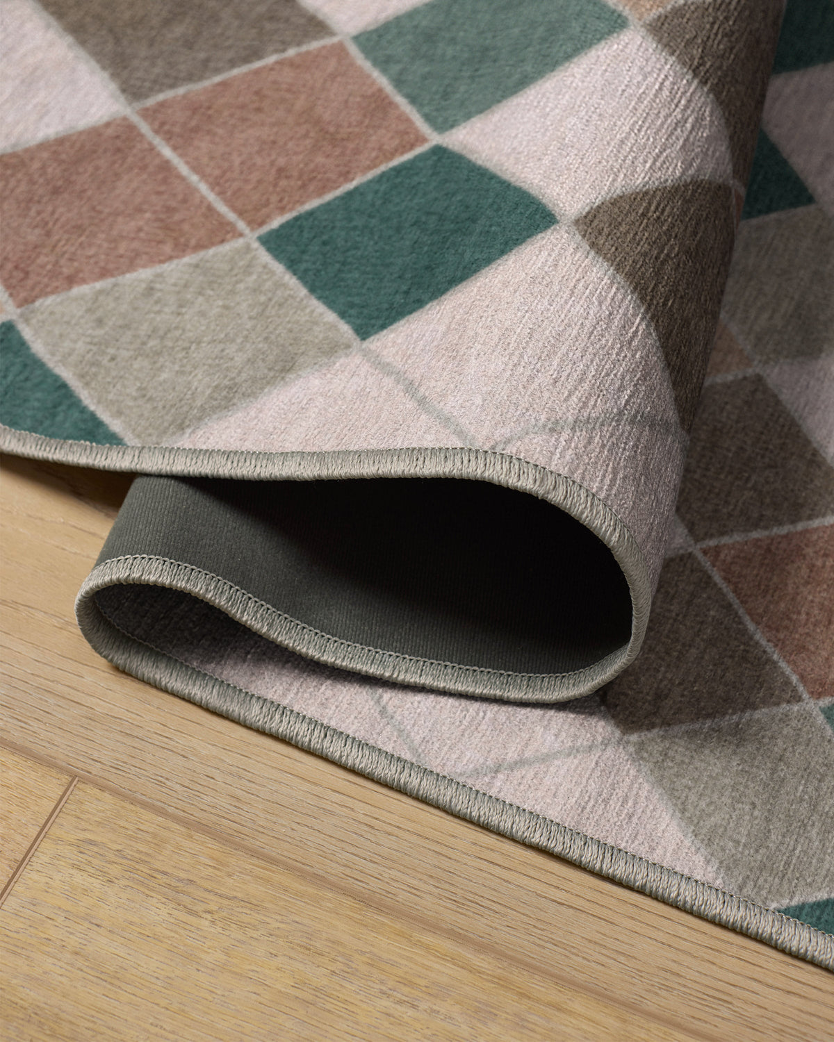 Diamond Mosaic Neutral Teal Flatwoven Rug
