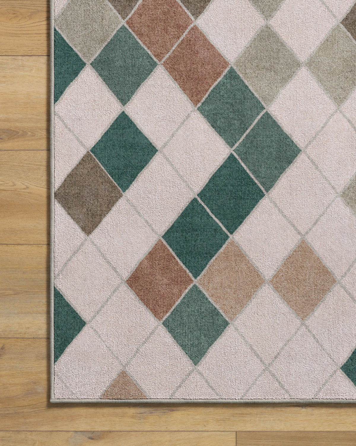Diamond Mosaic Neutral Teal Rug