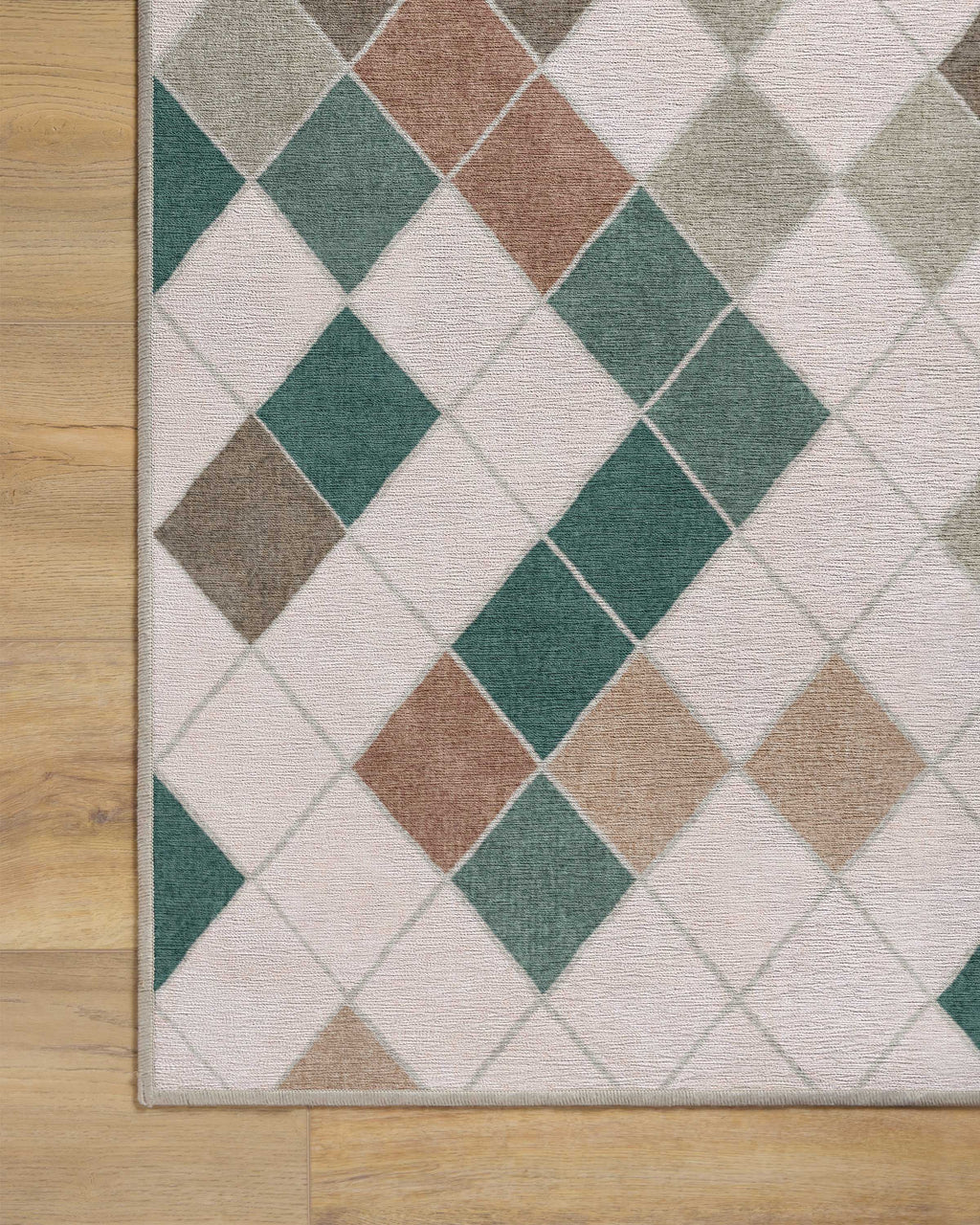 Diamond Mosaic Neutral Teal Flatwoven Rug