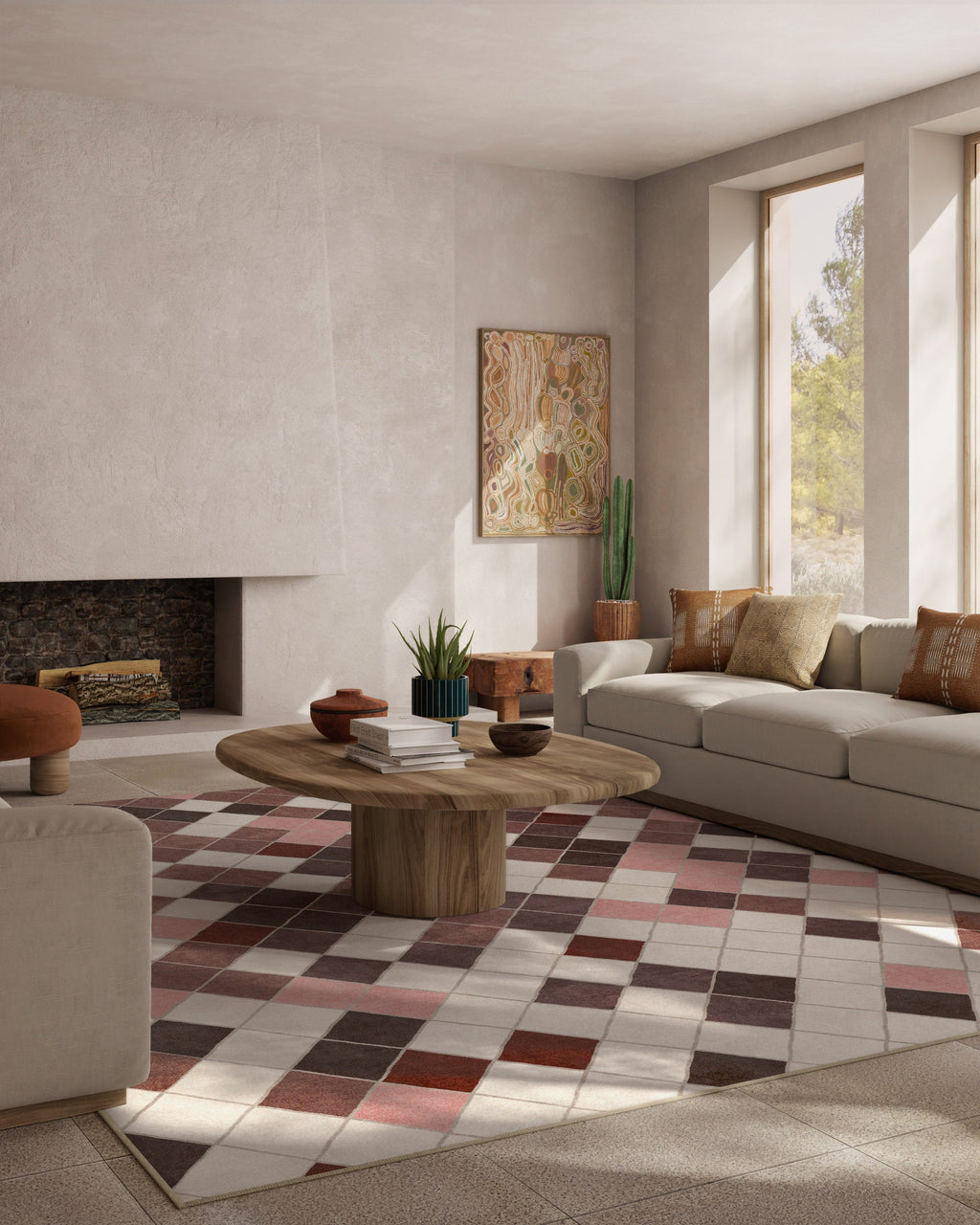 Diamond Mosaic Terracotta Rug