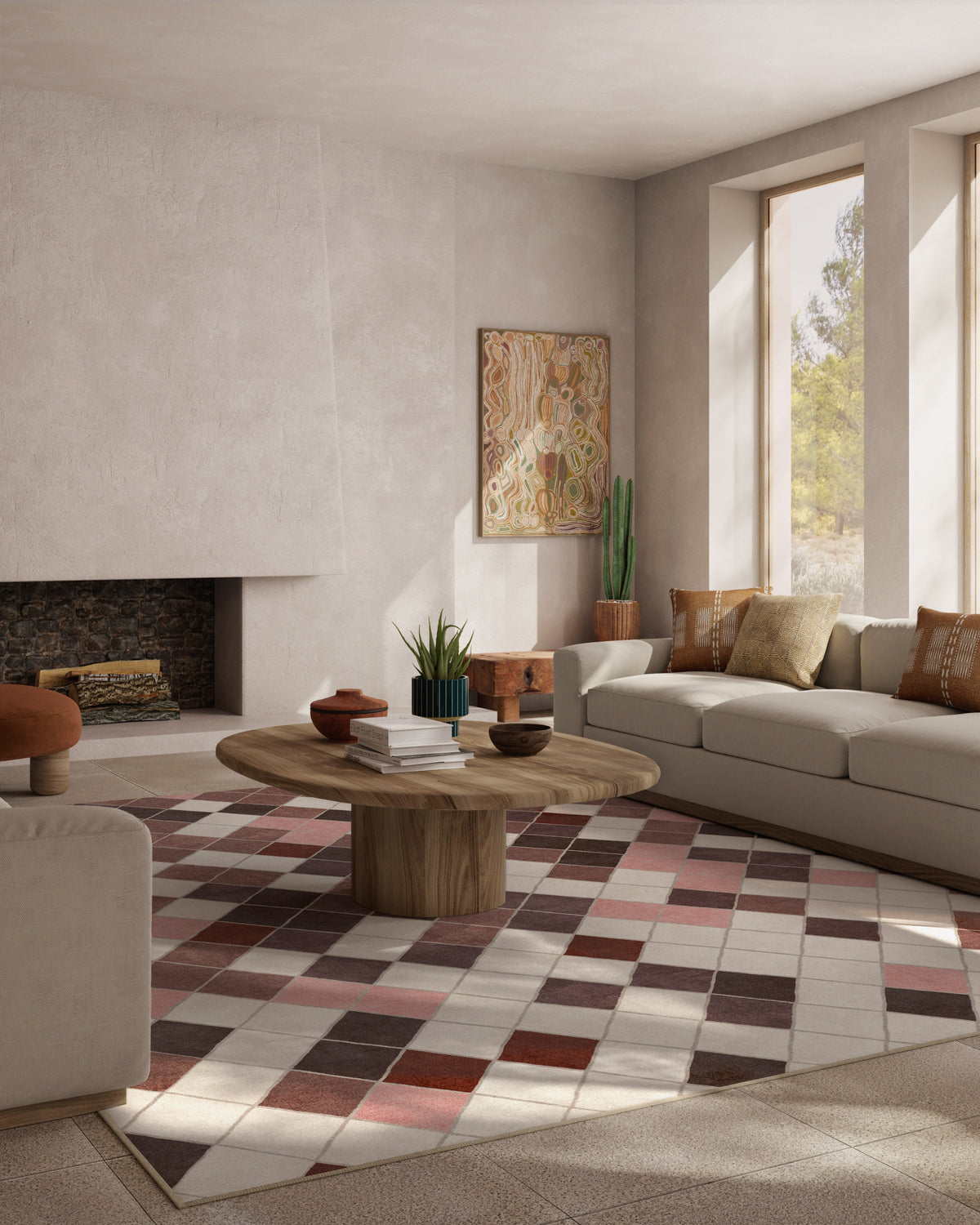 Diamond Mosaic Terracotta Flatwoven Rug