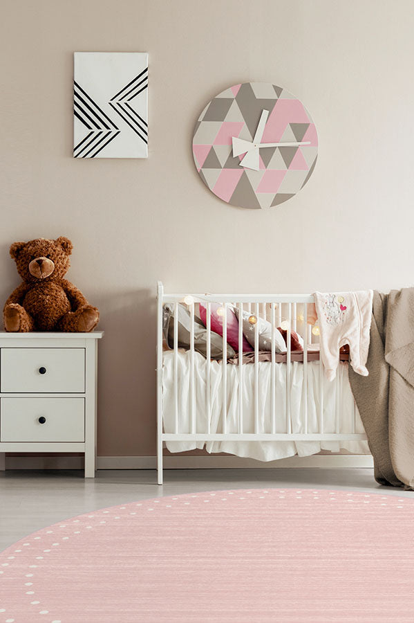 Dot Border Pink Rug