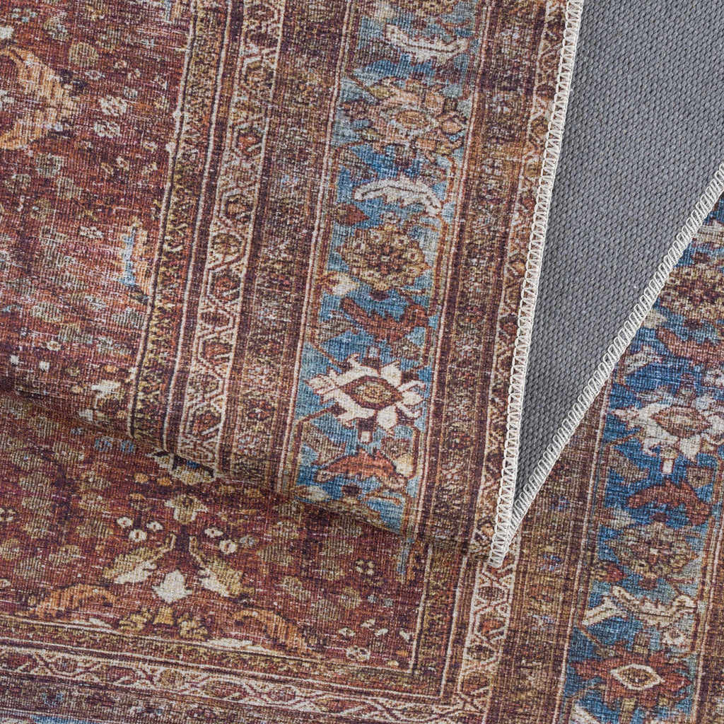 Rust Baki Traditional Washable Area Rug