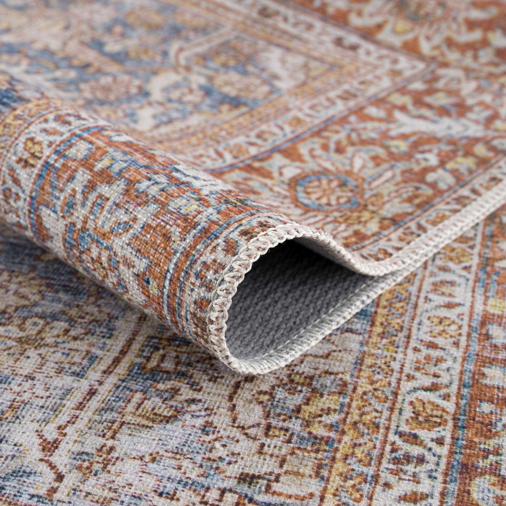 Rust Mair Traditional Washable Area Rug