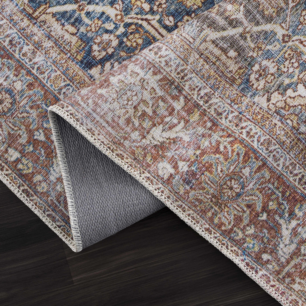 Rust Mair Traditional Washable Area Rug