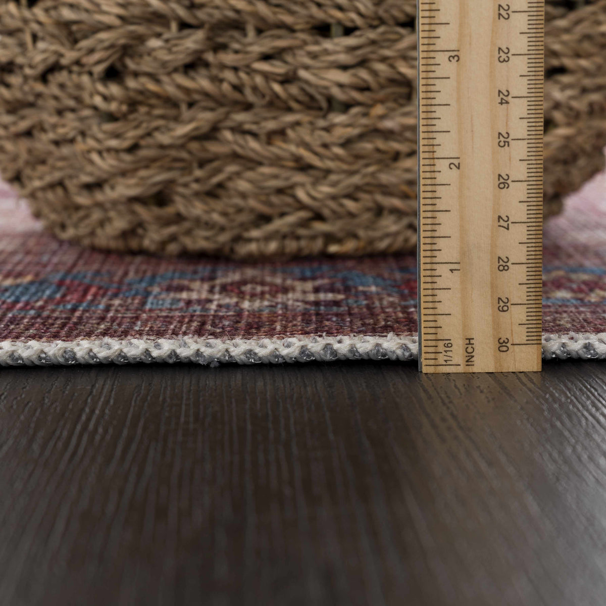Rust Baki Traditional Washable Area Rug