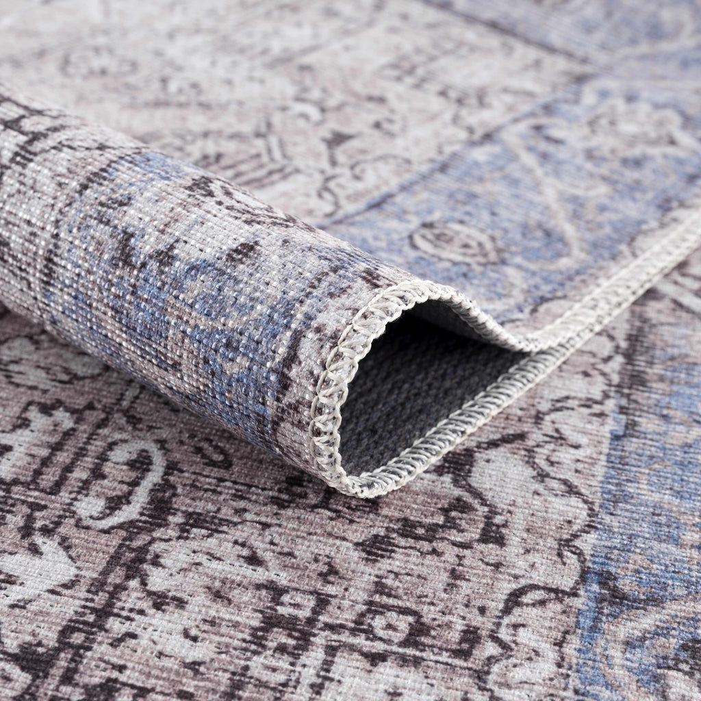 Rosman Blue&Beige - Promo Washable Area Rug - Clearance
