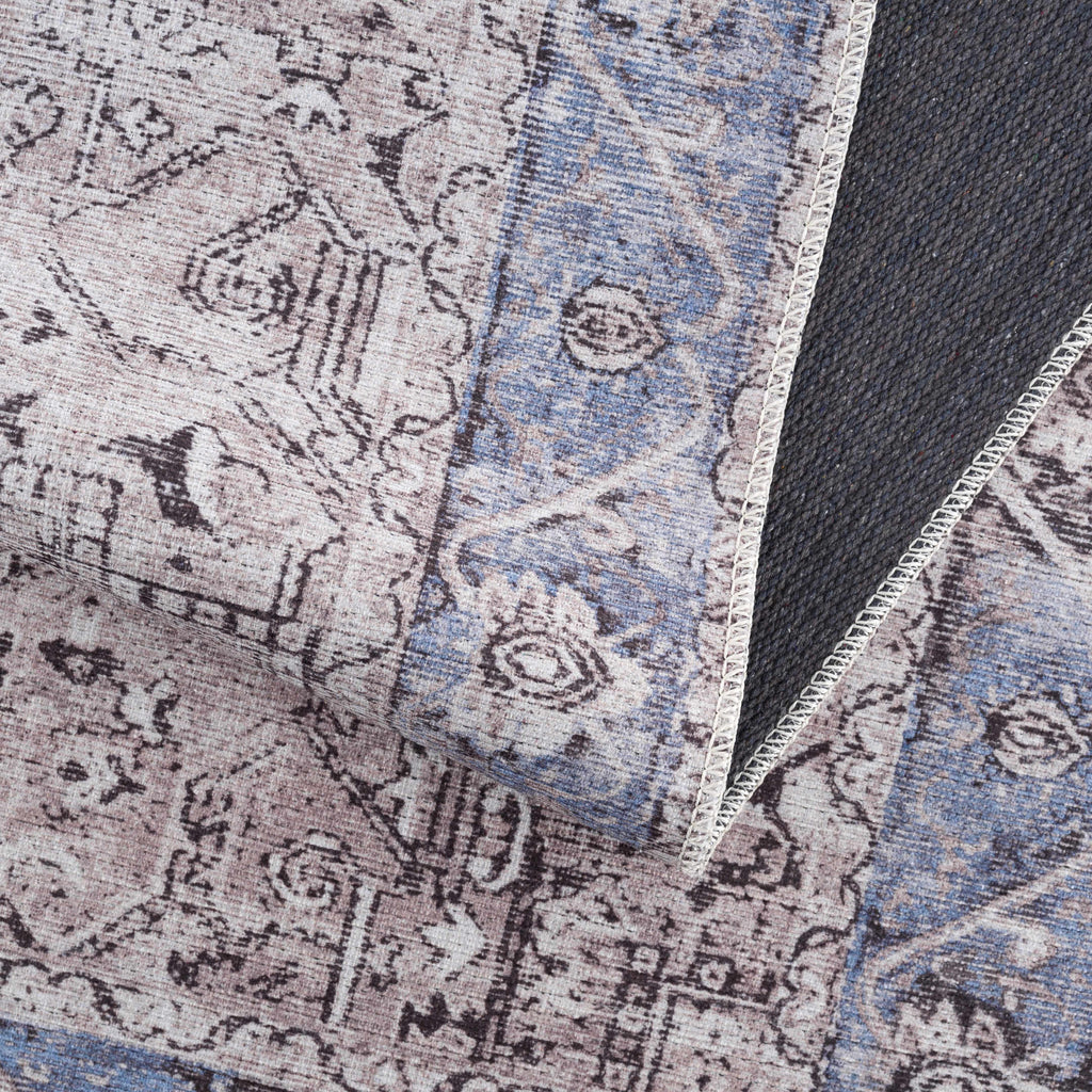 Rosman Blue&Beige - Promo Washable Area Rug - Clearance