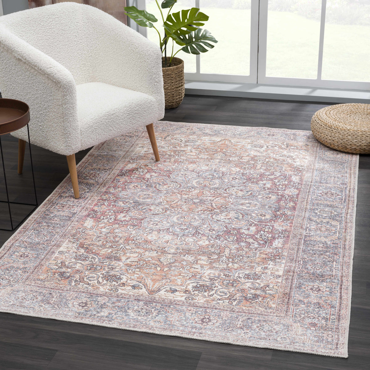 Rust Gardnertown Medallion Washable Area Rug - Clearance