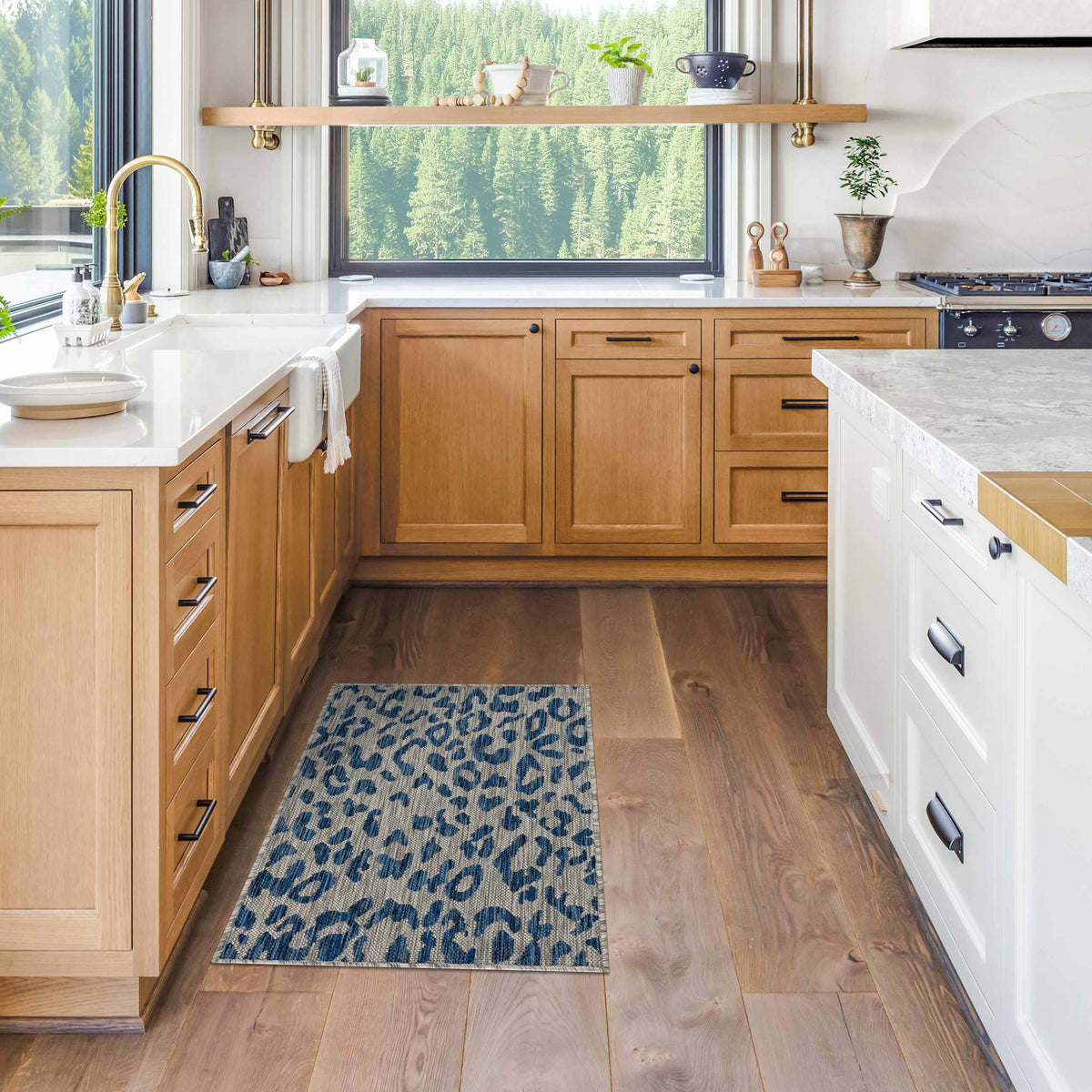 Skipsea Blue Leopard Performance Outdoor Rug