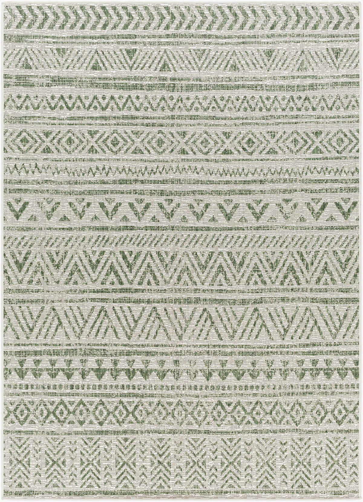 Novato Olive All Over Pattern Performance Outdoor Rug