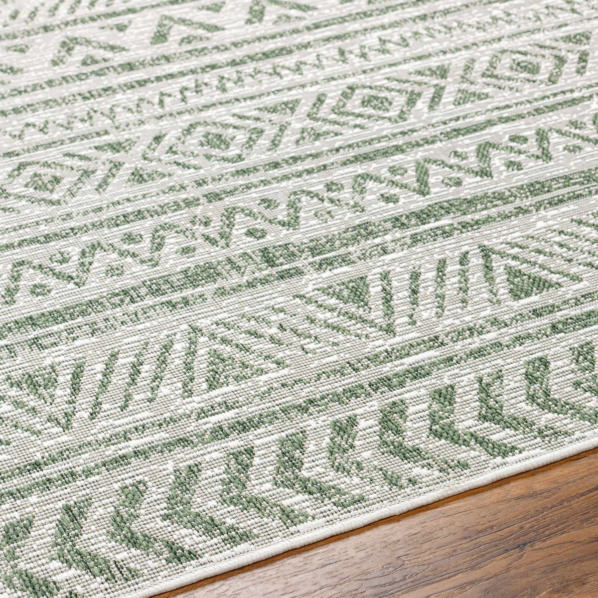 Novato Olive All Over Pattern Performance Outdoor Rug