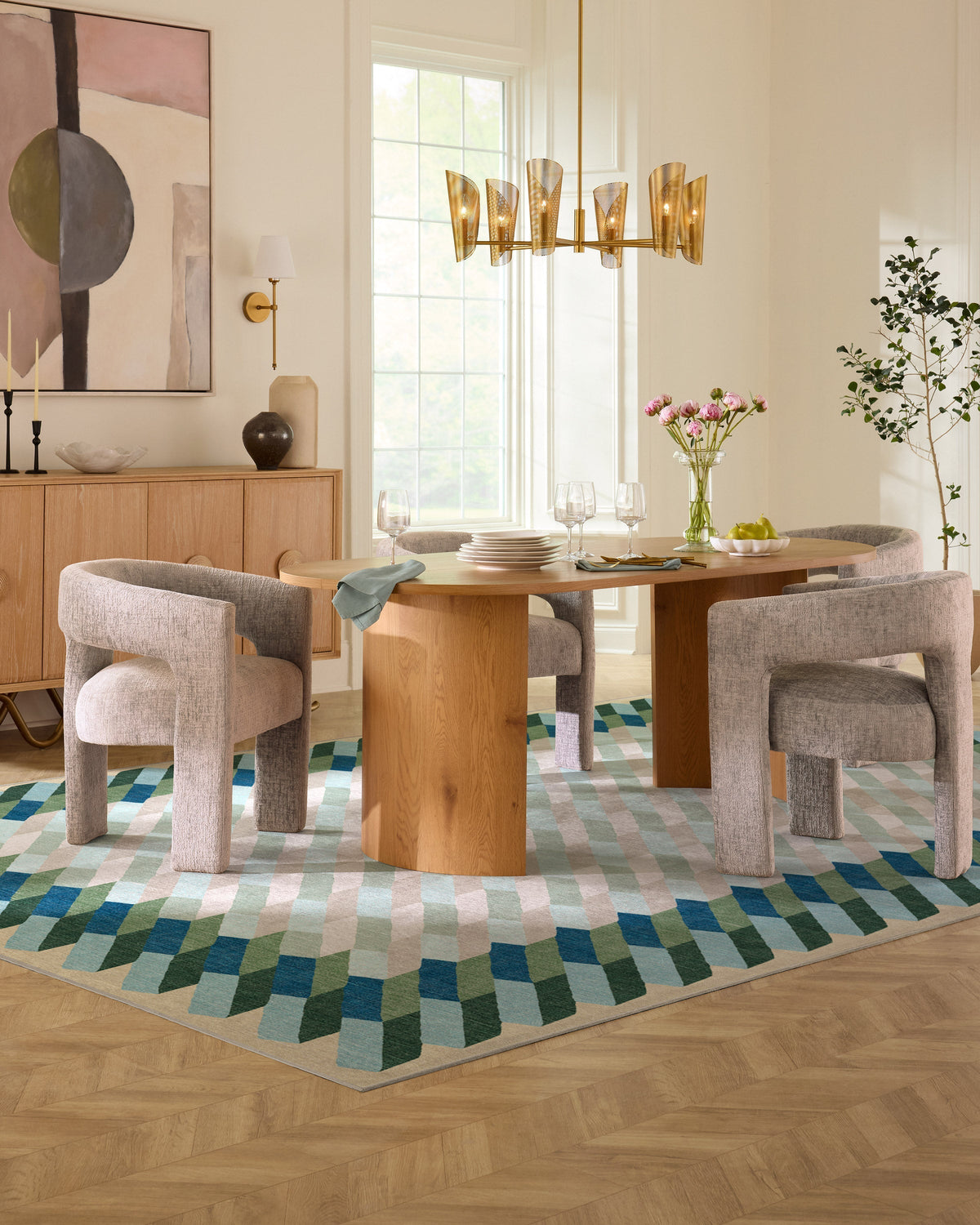 Echo Soft Teal Flatwoven Rug
