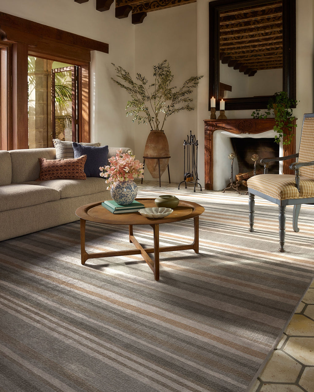 Elio Stripe Grey & Ivory Flatwoven Rug
