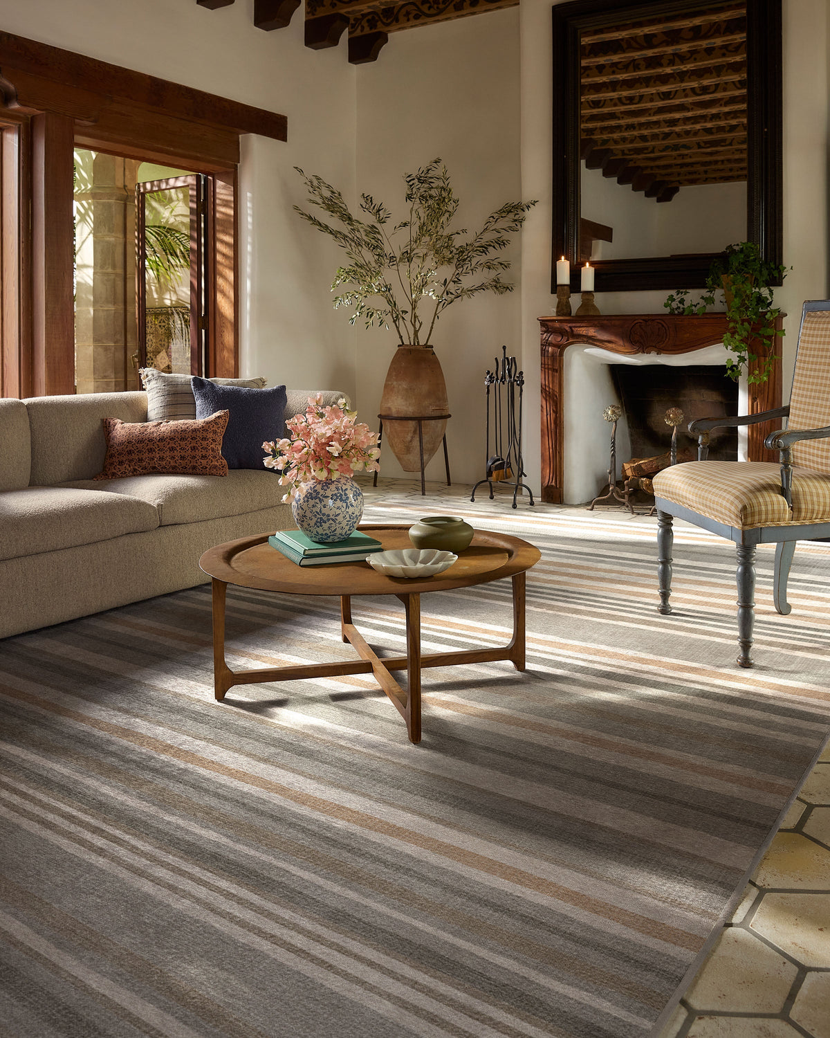 Elio Stripe Grey & Ivory Flatwoven Rug