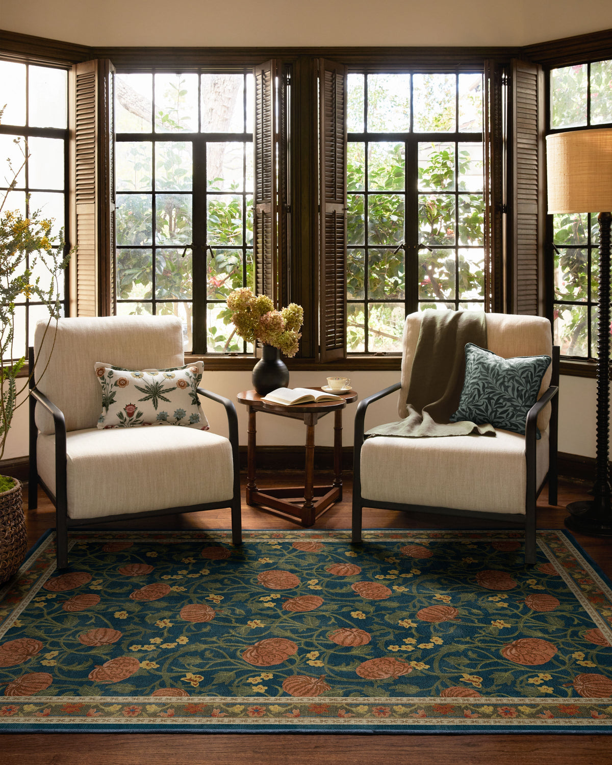 Enchanted Vines Navy Multicolor Flatwoven Rug